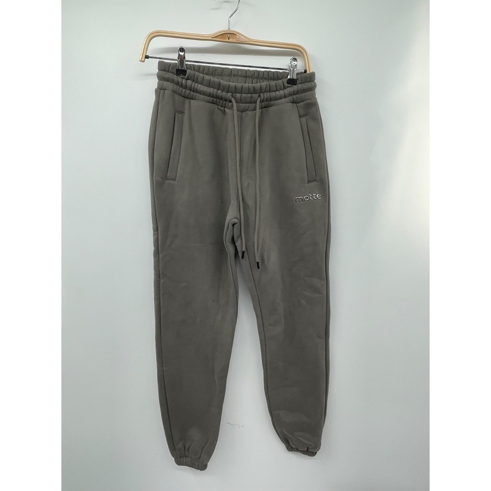 Matte Joggers Womens‎ XS Gray Cotton Blend Drawstring Waist Tapered Active NWOT